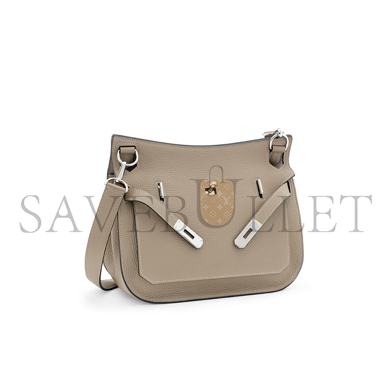 HERMÈS A GRIS TOURTERELLE CLÉMENCE LEATHER JYPSIÈRE 28 WITH PALLADIUM HARDWARE (28*22*12cm) 